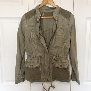 Max Jeans Utility Jacket Olive Green Military Coat